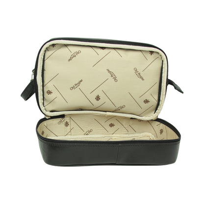 Leather Washbag - Black