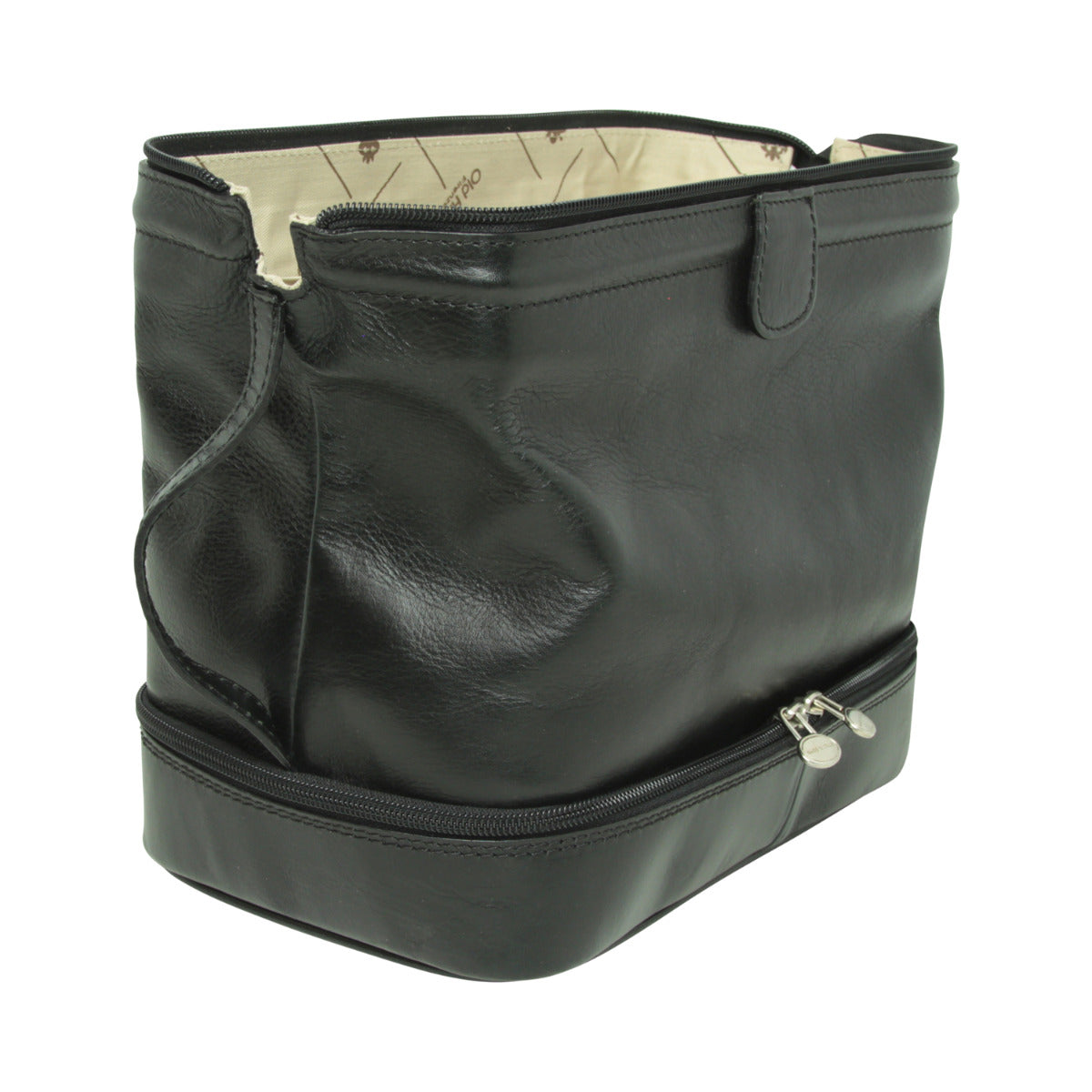Leather Washbag - Black