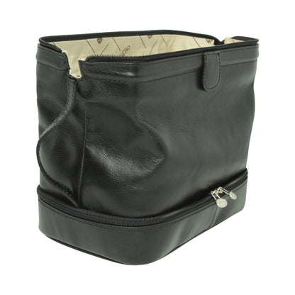 Leather Washbag - Black