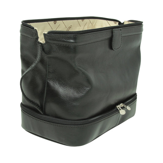 Leather Washbag - Black