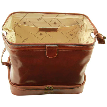 Cowhide Leather Travel Kit - Brown