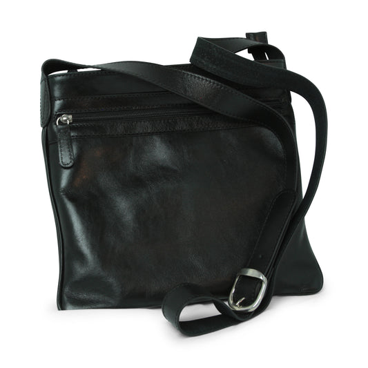 Leather Cross Body Bag - Black