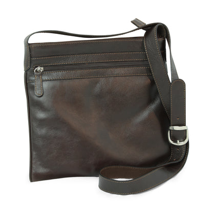 Leather Cross Body Bag - Dark Brown
