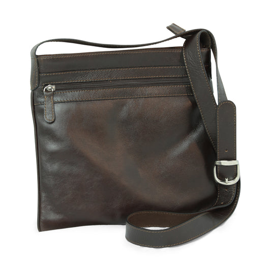 Leather Cross Body Bag - Dark Brown