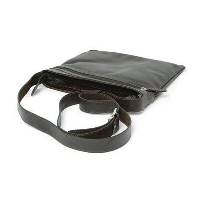 Leather Cross Body Bag - Dark Brown
