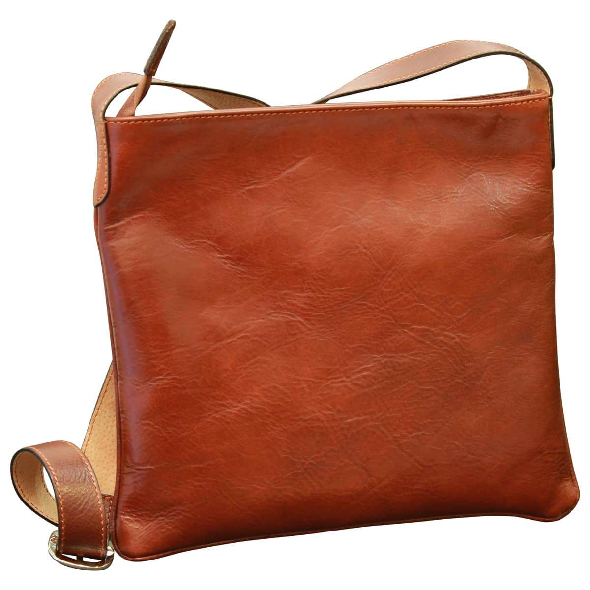 Leather Cross Body Bag - Brown