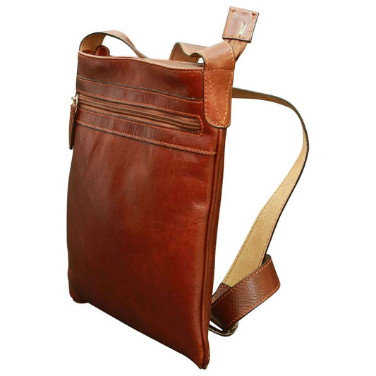 Leather Cross Body Bag - Brown