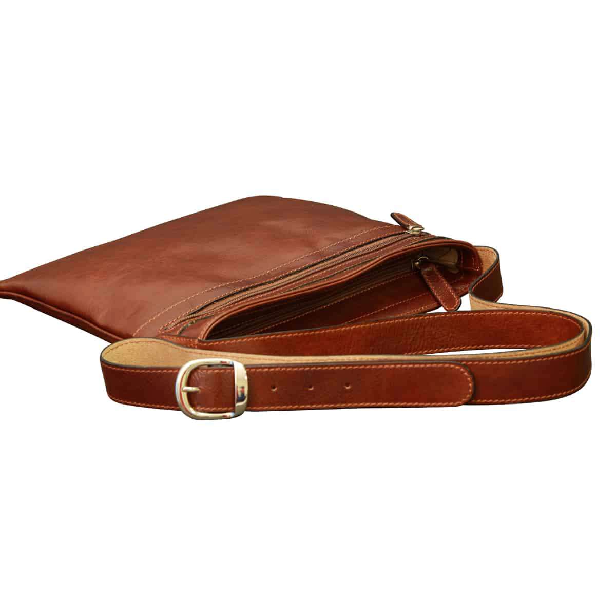 Leather Cross Body Bag - Brown