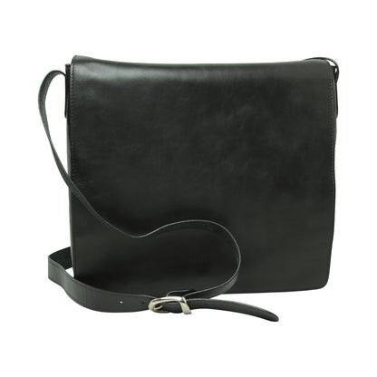 Full Grain Leather Messenger - Black