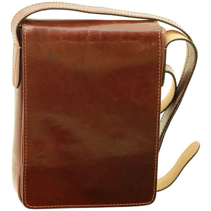 Cowhide Leather Cross Body Bag - Brown