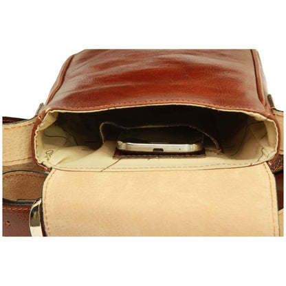 Cowhide Leather Cross Body Bag - Brown