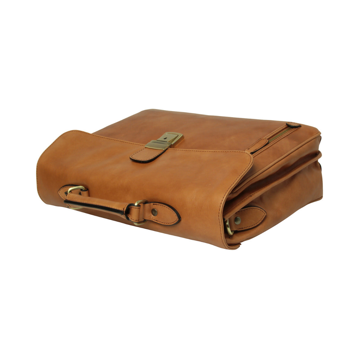 Full Grain Leather Briefcase - Gold