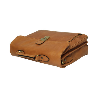 Full Grain Leather Briefcase - Gold