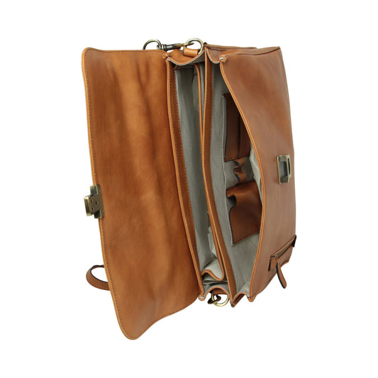 Full Grain Leather Briefcase - Gold