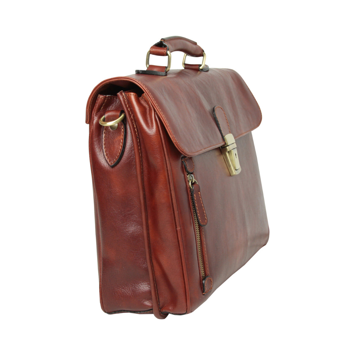 Full Grain Leather Briefcase - Brown