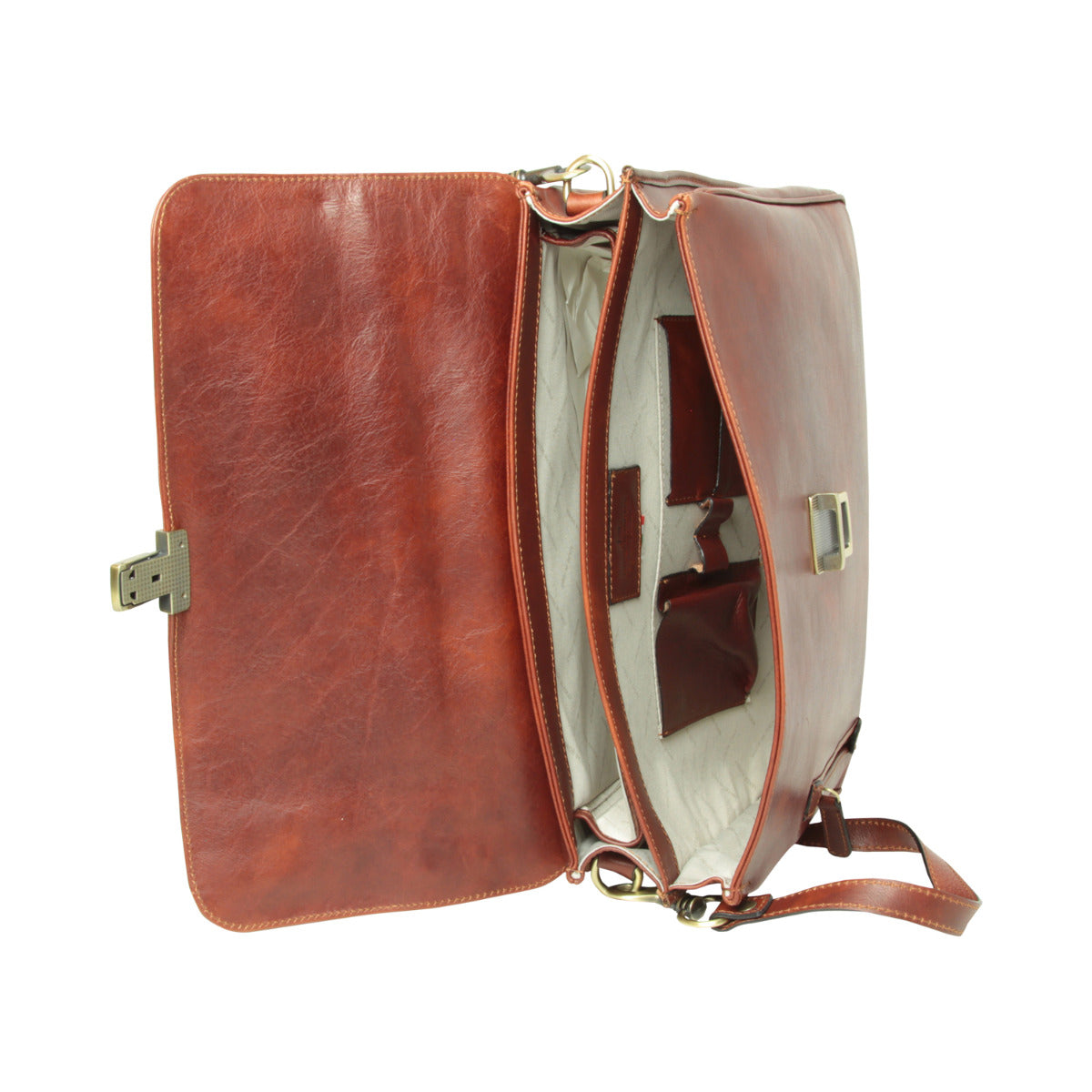 Full Grain Leather Briefcase - Brown