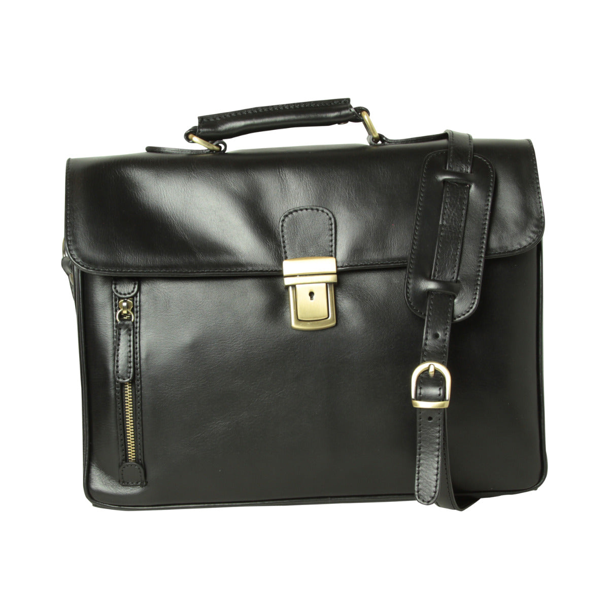 Full Grain Leather Briefcase - Black