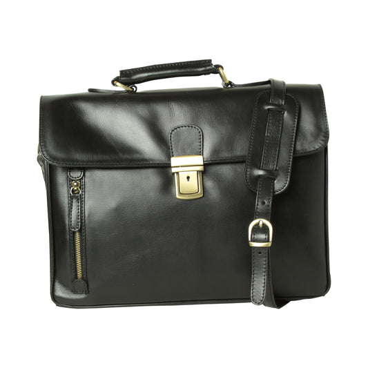 Full Grain Leather Briefcase - Black