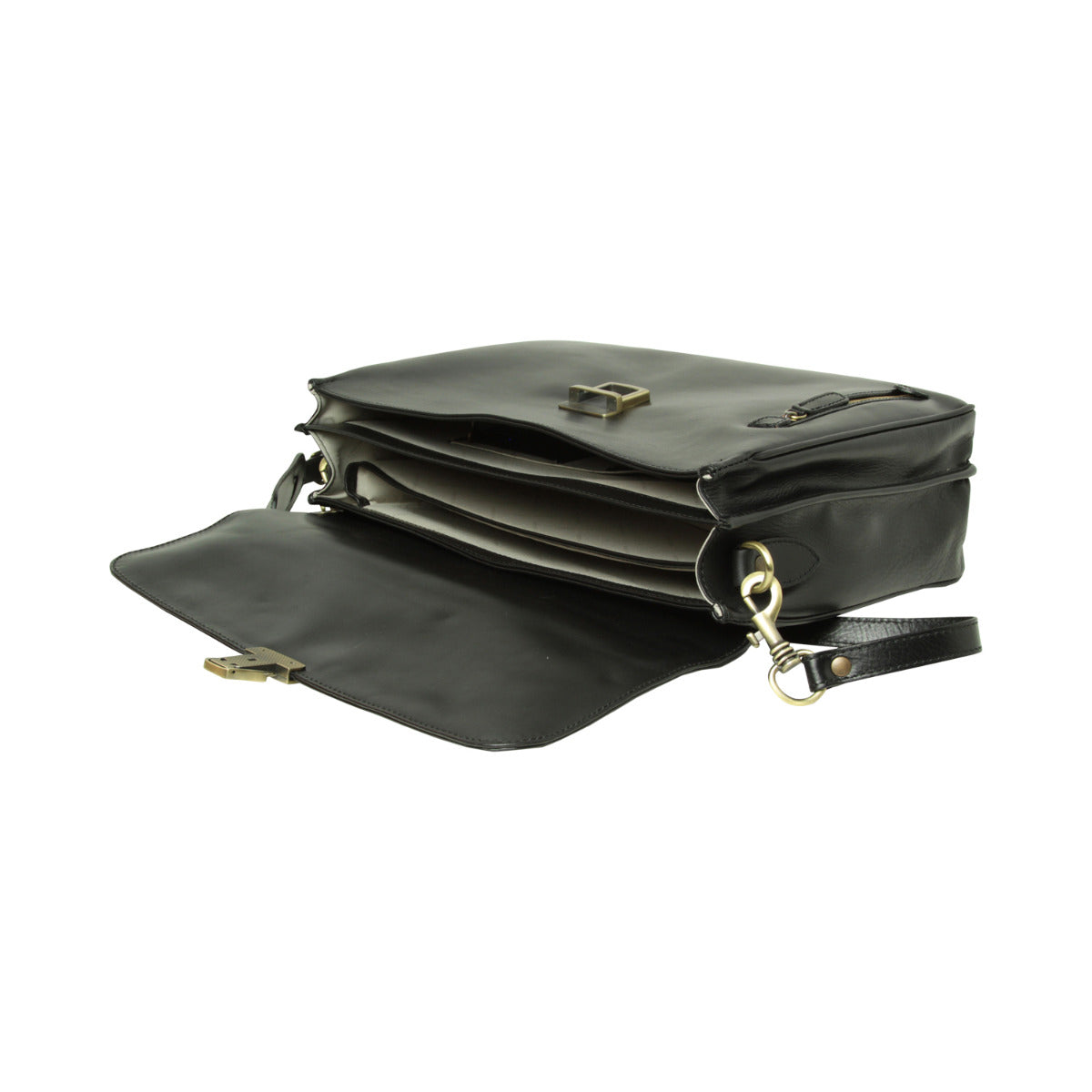 Full Grain Leather Briefcase - Black