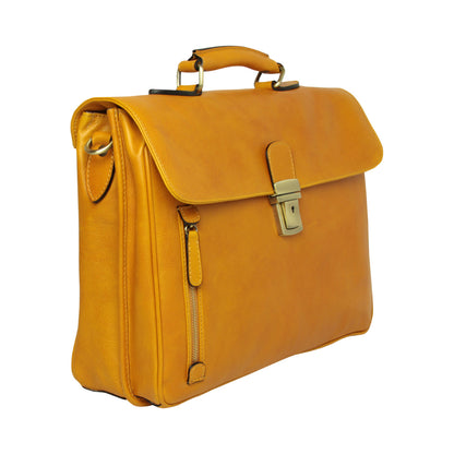 Full Grain Leather Briefcase - Yellow Ocher