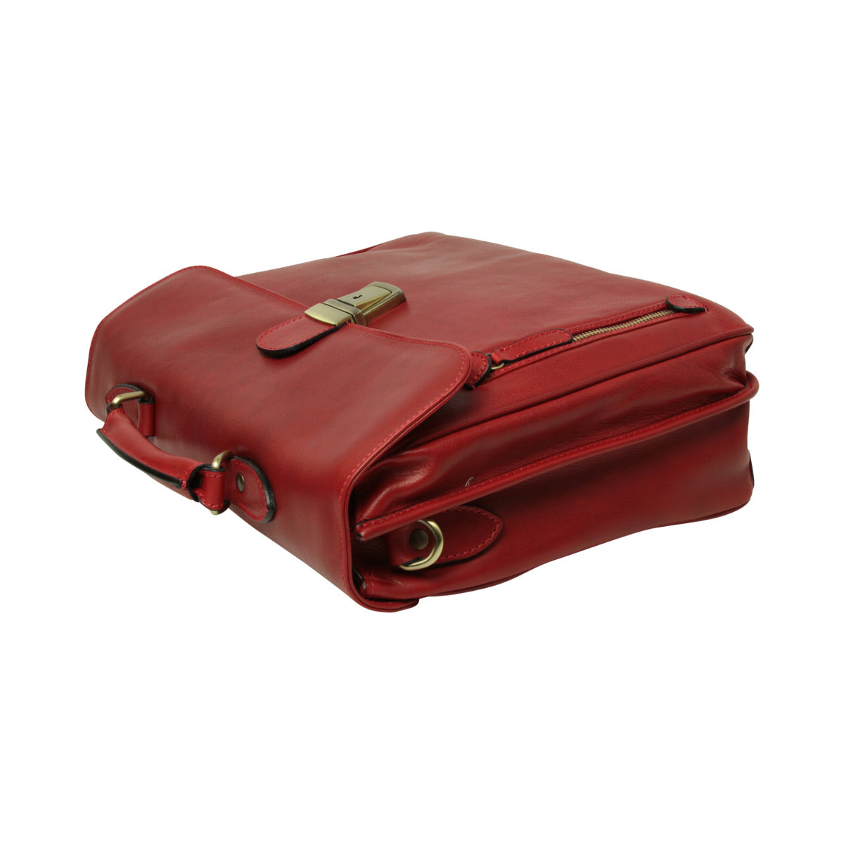 Full Grain Leather Briefcase - Red
