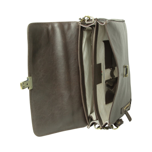 Full Grain Leather Briefcase - Dark Brown