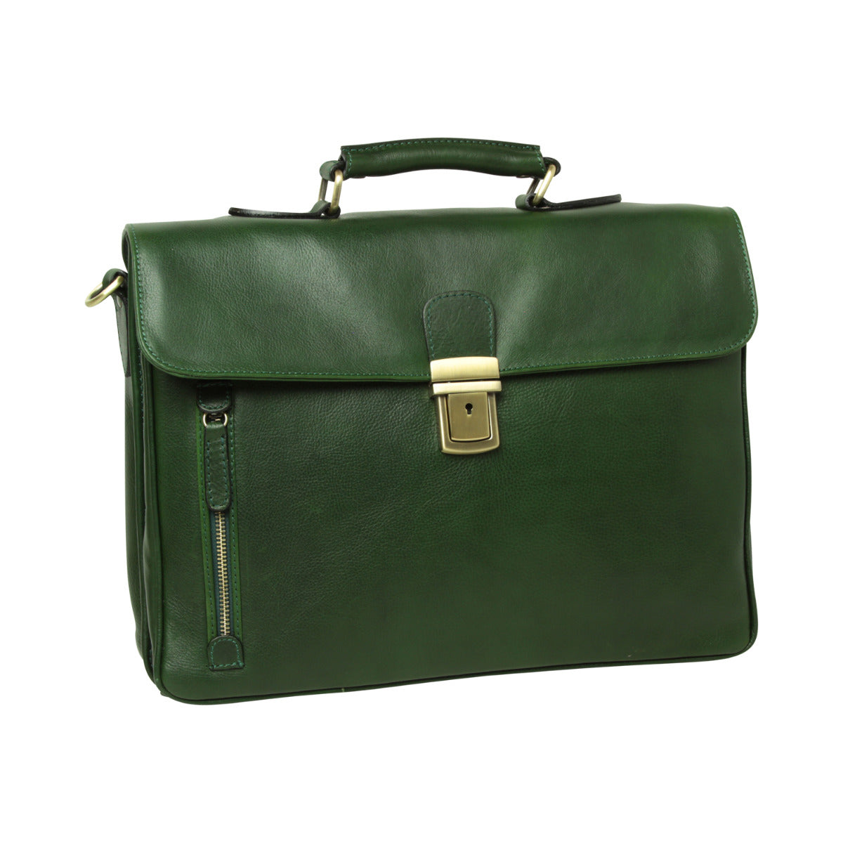 Full Grain Leather Briefcase - Green