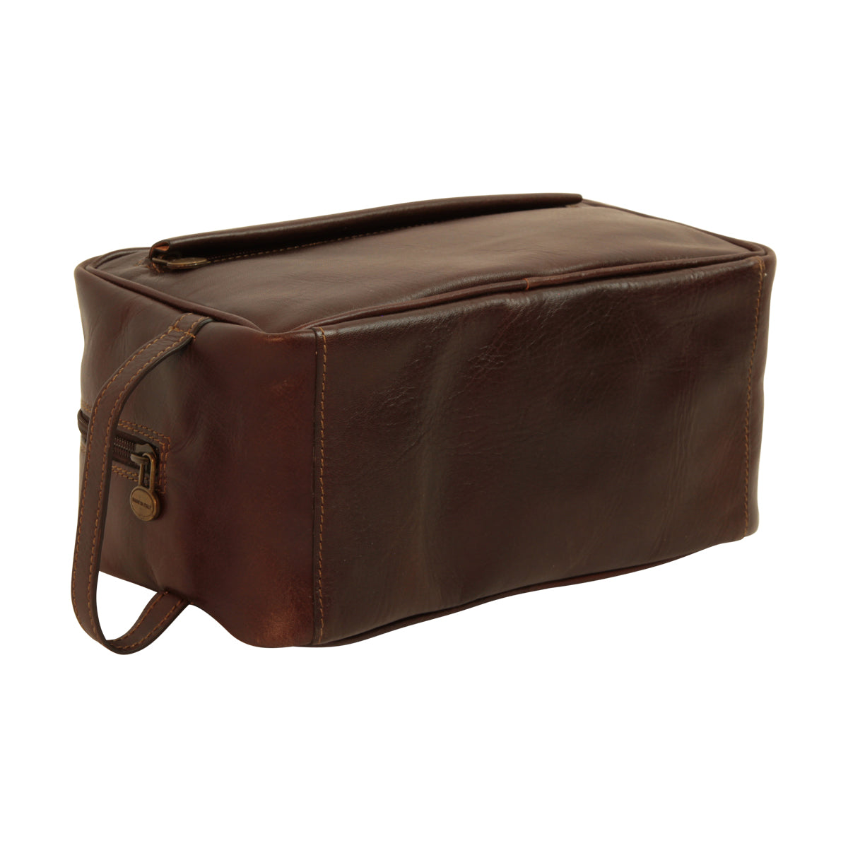 Full-Grain Calfskin Leather Beauty Case - Dark Brown- 078989Tm