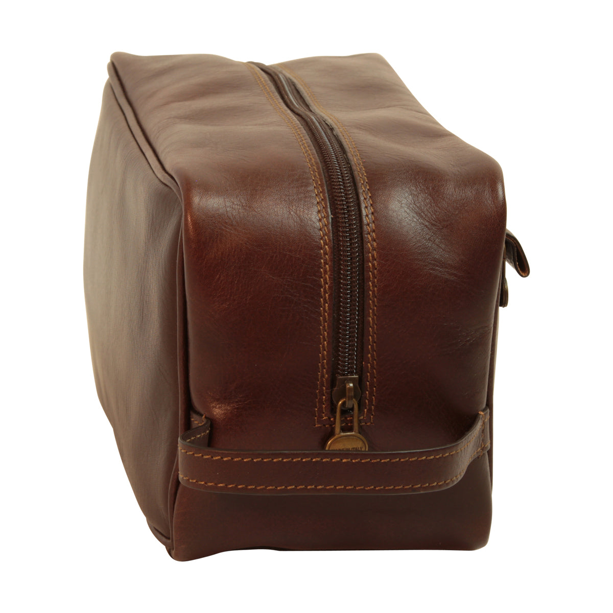 Full-Grain Calfskin Leather Beauty Case - Dark Brown- 078989Tm