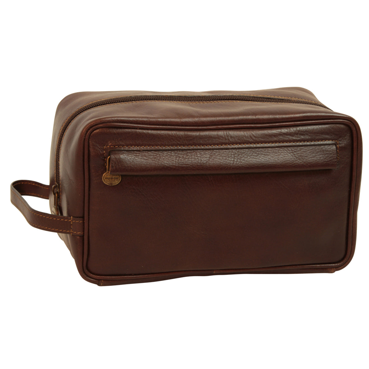 Full-Grain Calfskin Leather Beauty Case - Dark Brown- 078989Tm