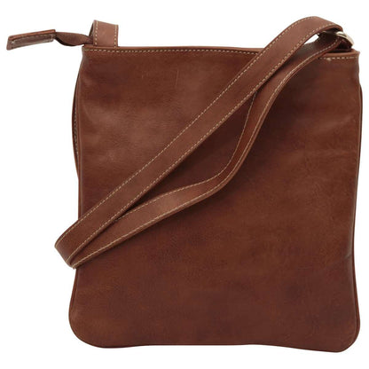 Leather Cross Body Bag With Zip Pocket - Chestnut