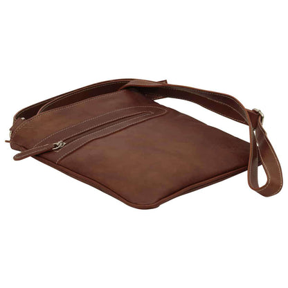 Leather Cross Body Bag With Zip Pocket - Chestnut