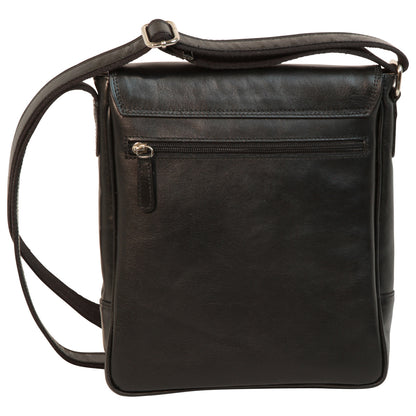 Leather Satchel Bag For I-Pad - Black