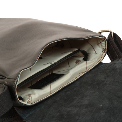 Leather Satchel Bag For I-Pad - Black