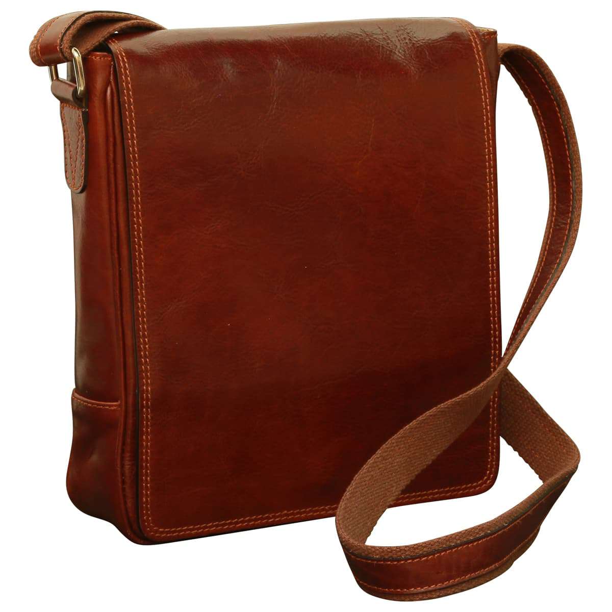 Leather Satchel Bag For I-Pad - Brown
