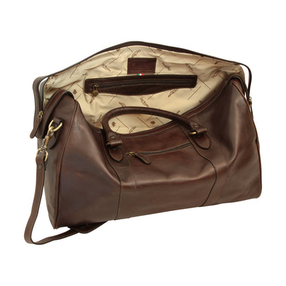 Travel Bag With Shoulder Strap - Dark Brown