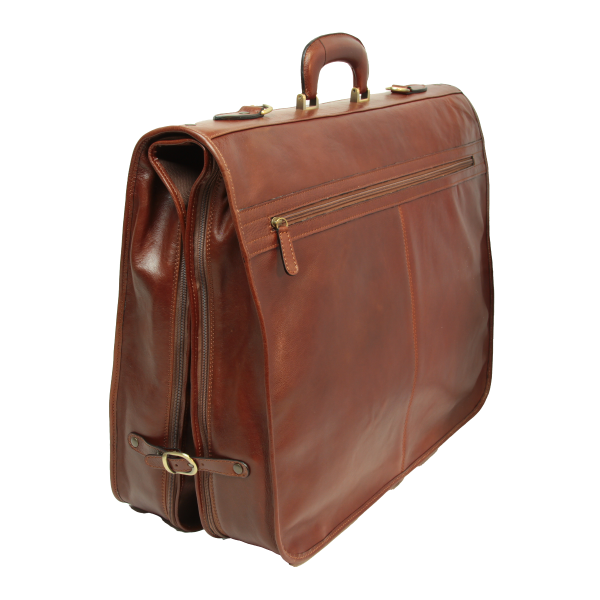 Full Grain Leather Garment Bag - Brown