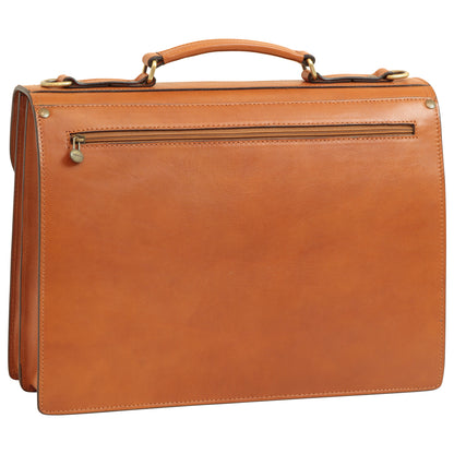 Briefcase With Leather Shoulder Strap - Brown Colonial