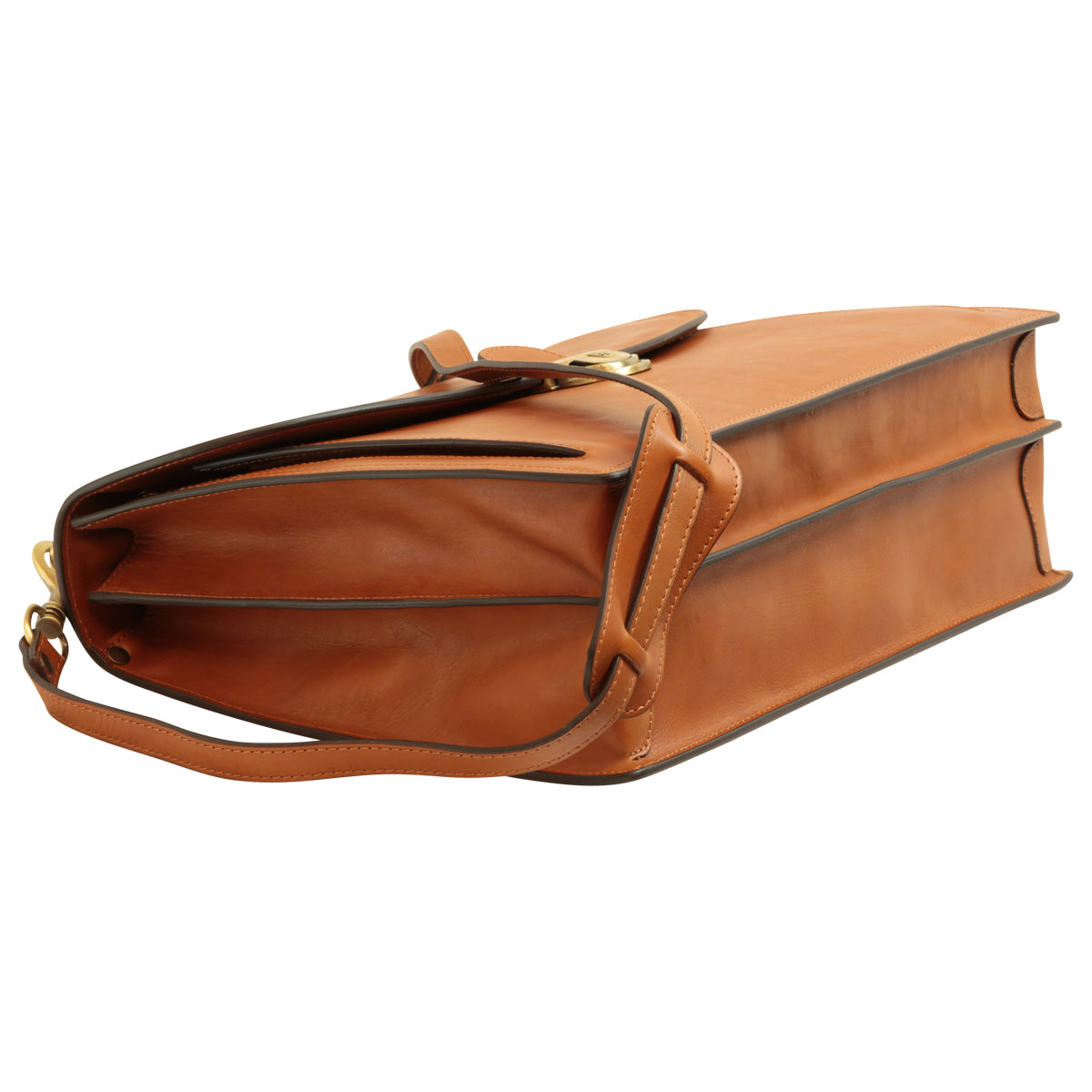 Briefcase With Leather Shoulder Strap - Brown Colonial