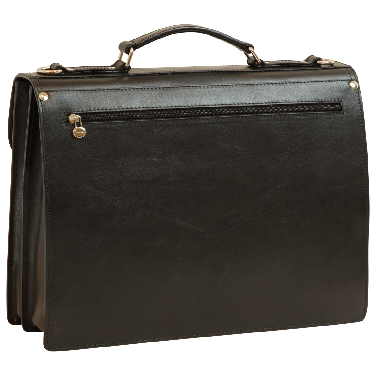 Briefcase With Leather Shoulder Strap - Black