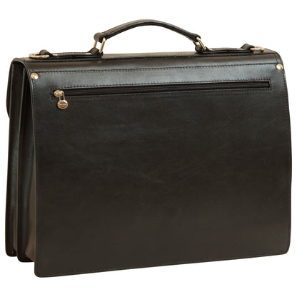 Briefcase With Leather Shoulder Strap - Black