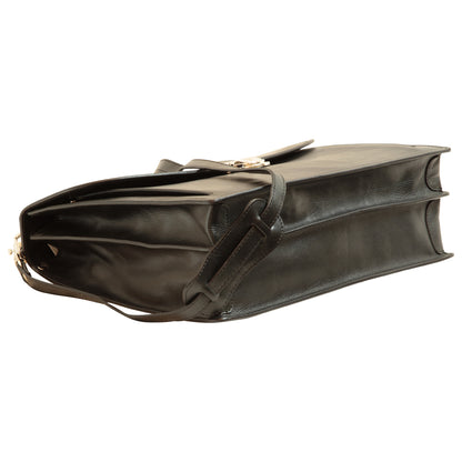 Briefcase With Leather Shoulder Strap - Black
