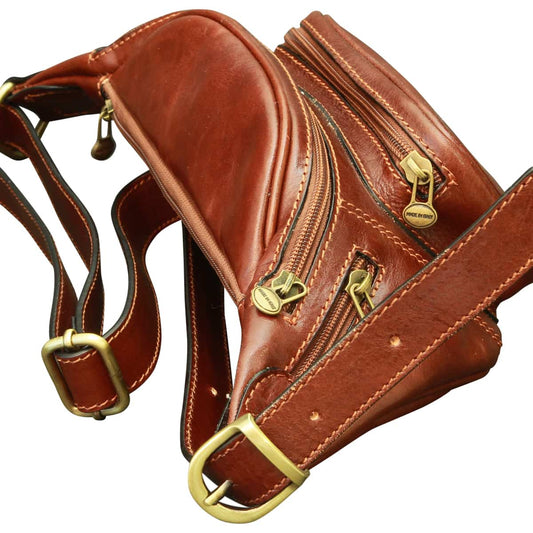 Leather Fanny Pack - Brown