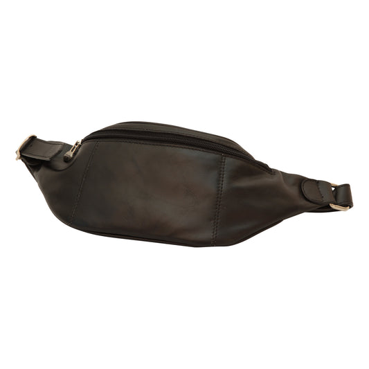 Full Grain Italian Calf Skin Leather Belt Pack  - Black