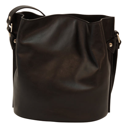 Cowhide Leather Shoulder Bag - Black