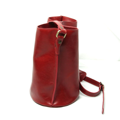 Full Grain Leather Shoulder Bag - Red