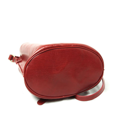 Full Grain Leather Shoulder Bag - Red