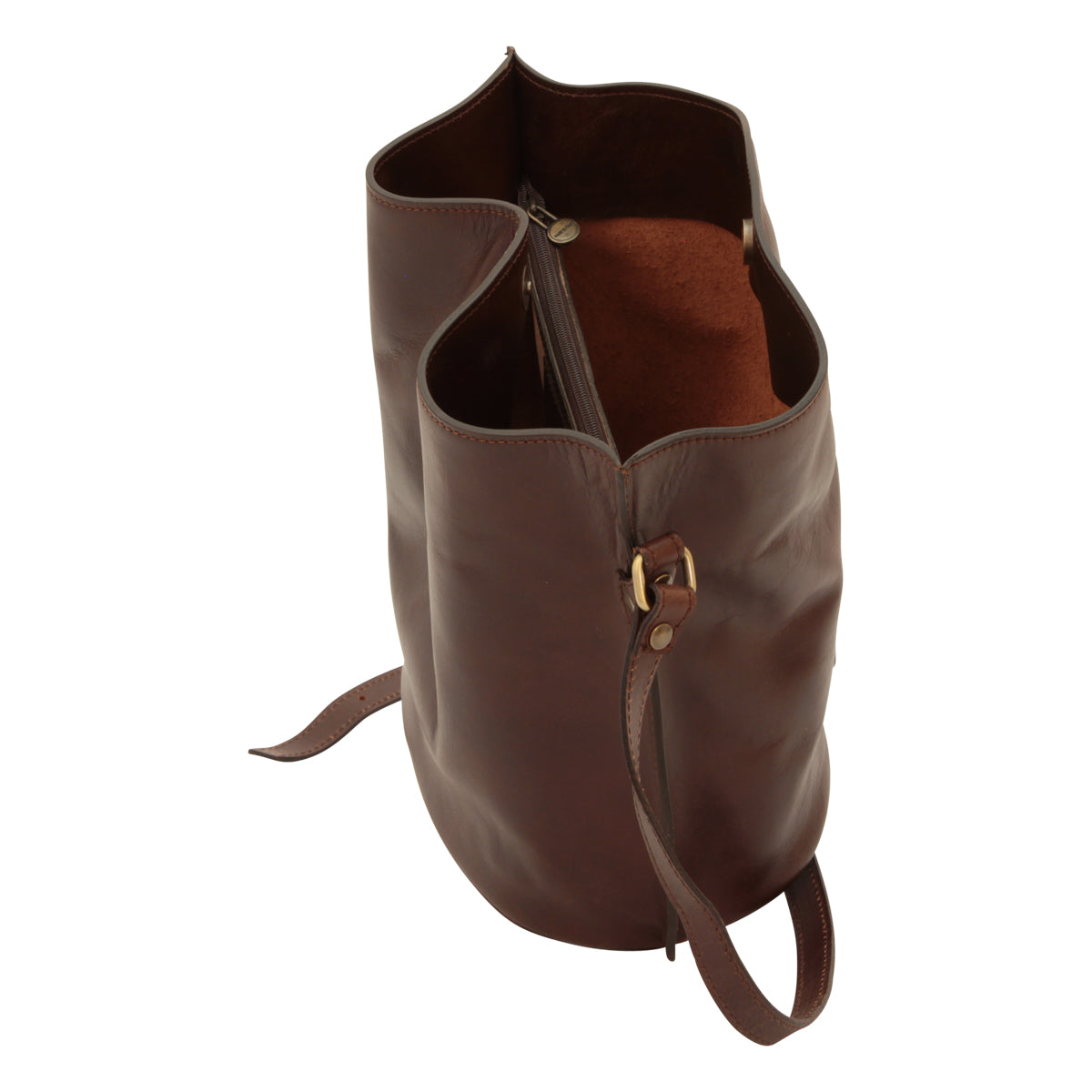 Cowhide Leather Shoulder Bag - Dark Brown