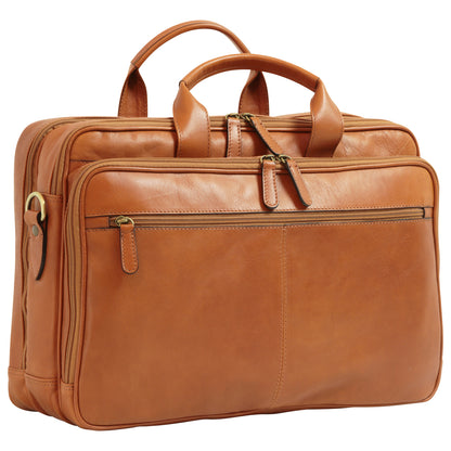 Italian Leather Briefcase - Brown Colonial