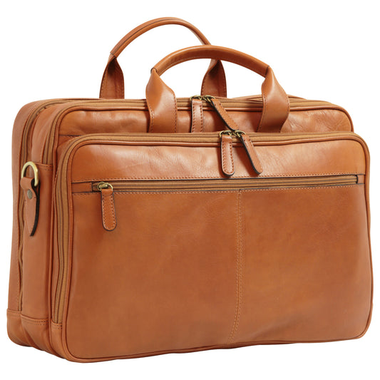 Italian Leather Briefcase - Brown Colonial